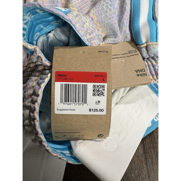 NIKE LEBRON DNA 6" DRI-FIT 3-IN-1 SHORTS PANTS WHITE/BLUE FZ1058-121 Men’s Large - Picture 9 of 12